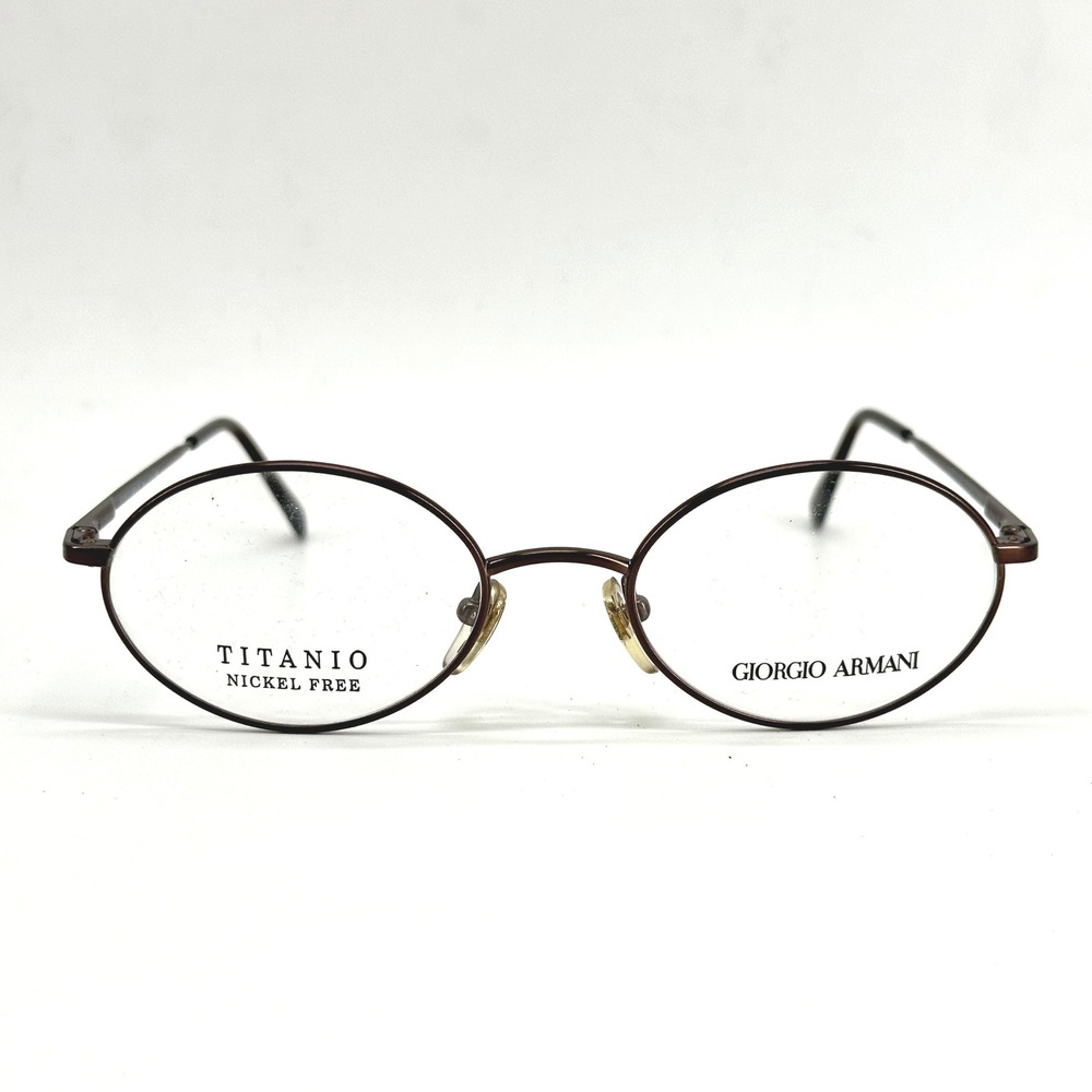 Vintage Armani Eyeglasses Unisex 51mm Brown 274-T Oval Titanium‎ Italy NEW Y2K
